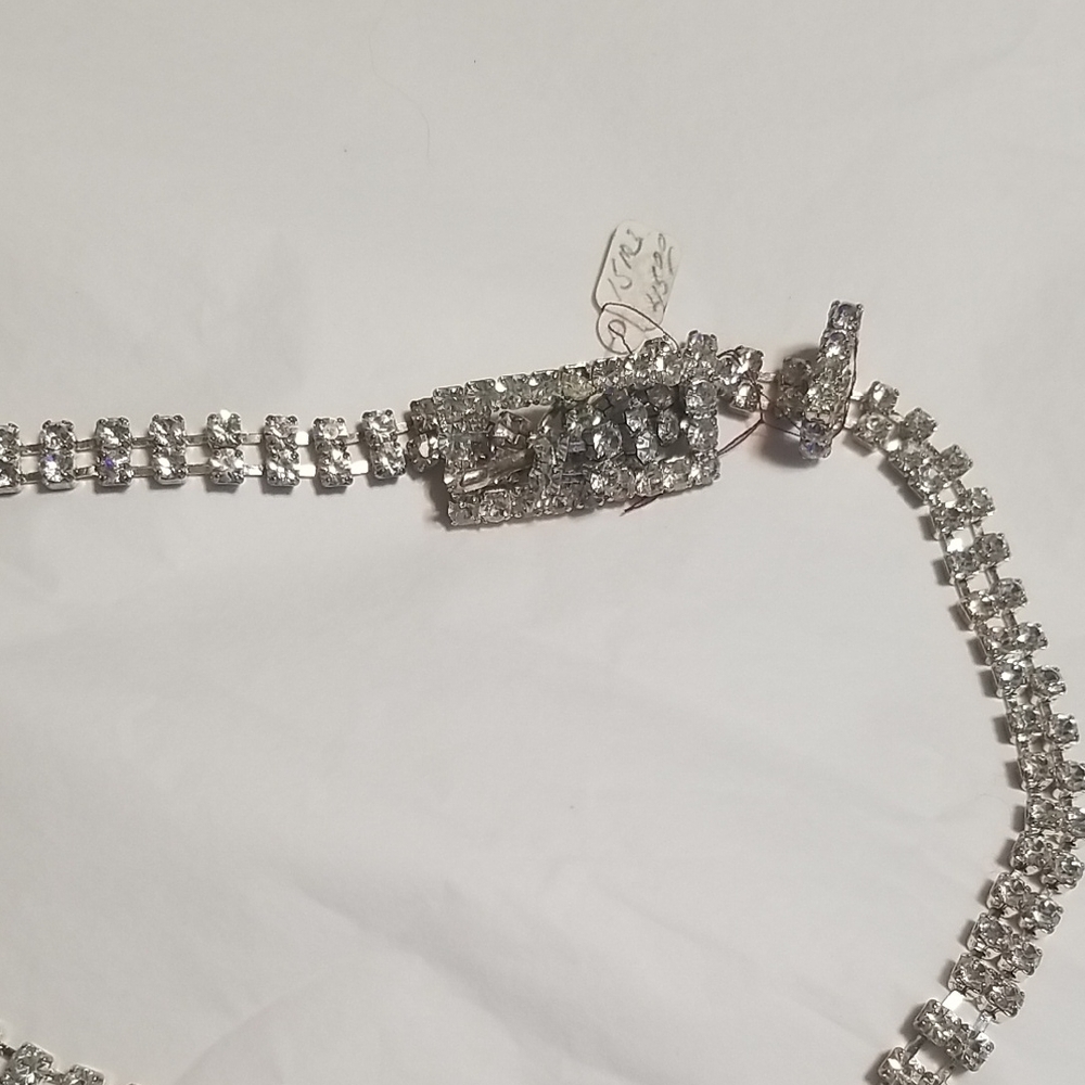 BLING BELT 36" X 3/8"  With Buckle, Two Rows Cz's, Perfect Condition.  EUC
